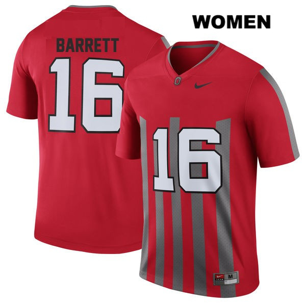 Ohio State Buckeyes Women's J.T. Barrett #16 Red Authentic Nike Throwback College NCAA Stitched Football Jersey AE19T76BY